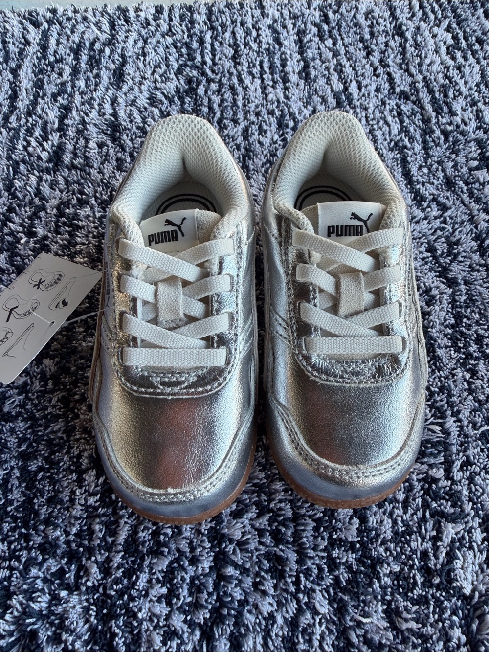 Puma Kids Metallic Silver Low-Top Sneakers